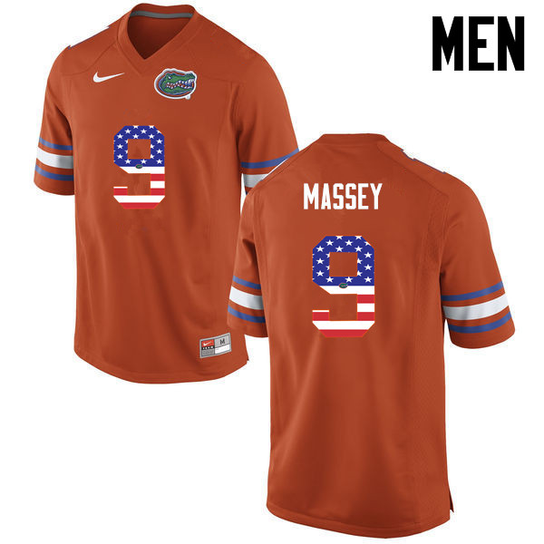 Men Florida Gators #9 Dre Massey College Football USA Flag Fashion Jerseys-Orange